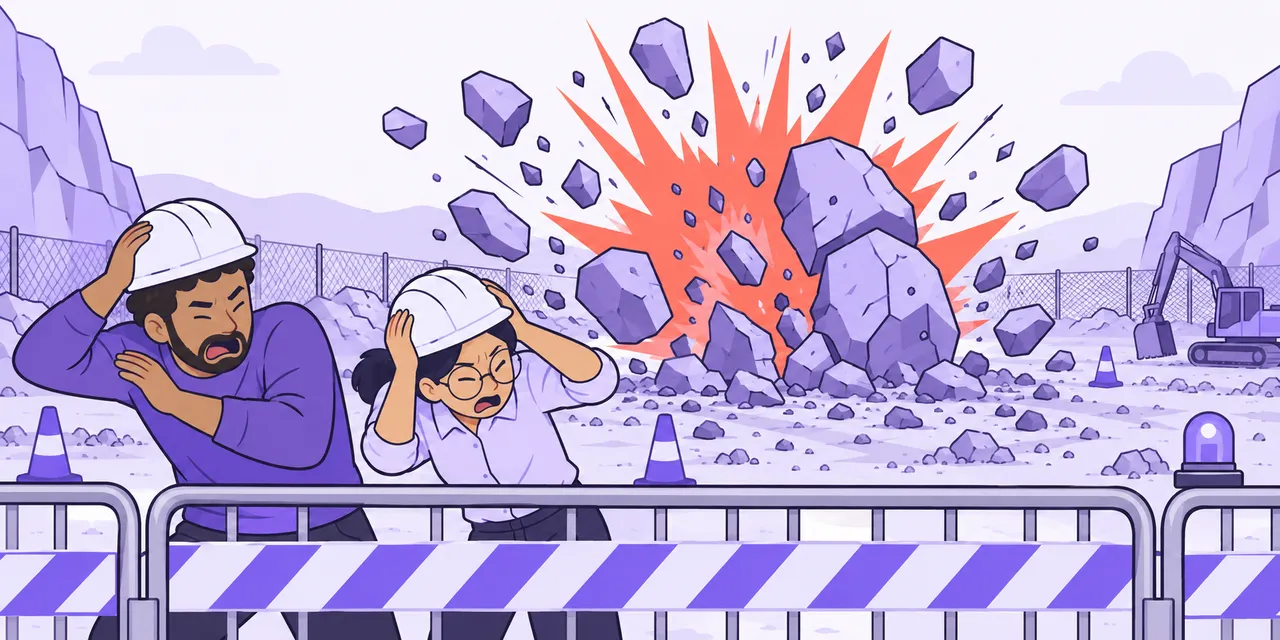 A scene showing “blow up” meaning “explode”.