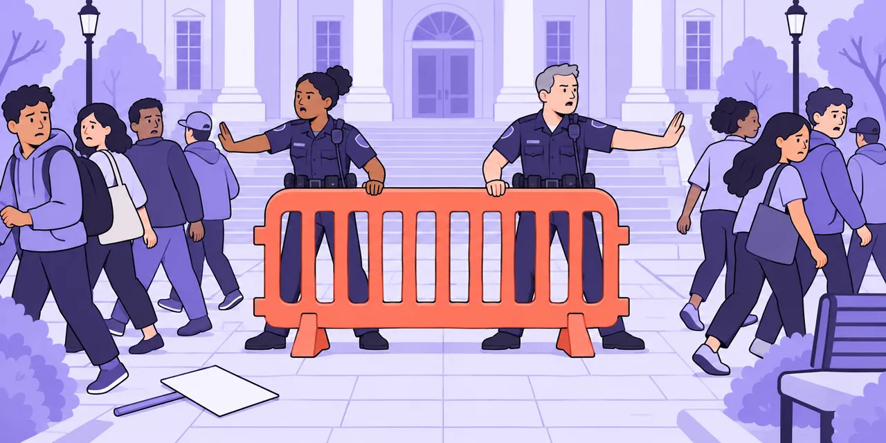 A scene showing “break up” meaning “disrupt a gathering”.