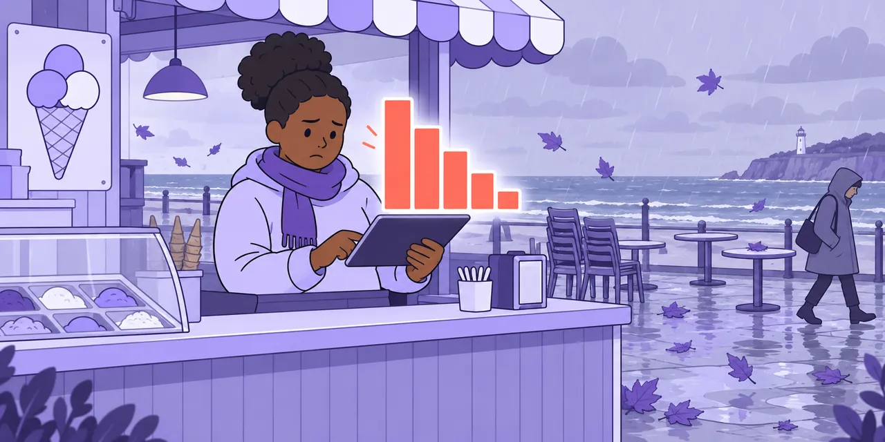 A scene showing “drop off” meaning “decrease”.