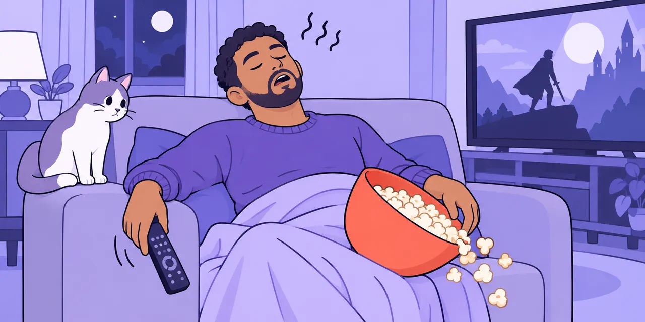 A scene showing “drop off” meaning “fall asleep”.