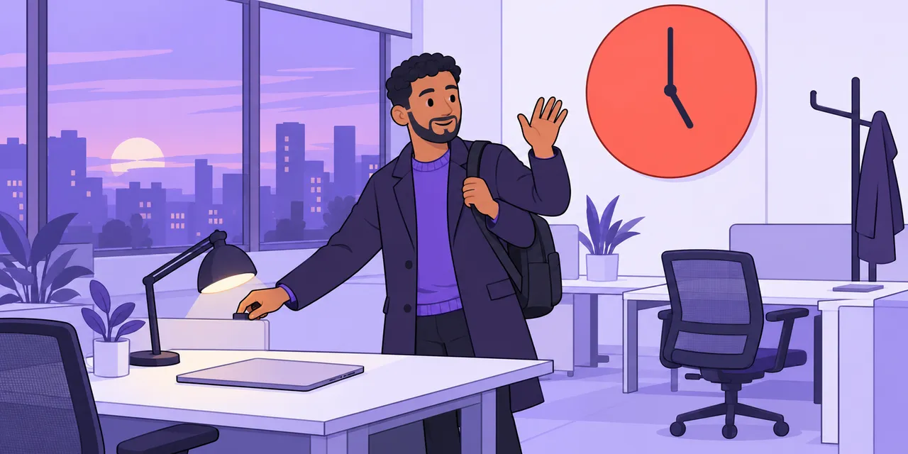 A scene showing “get off” meaning “finish work”.