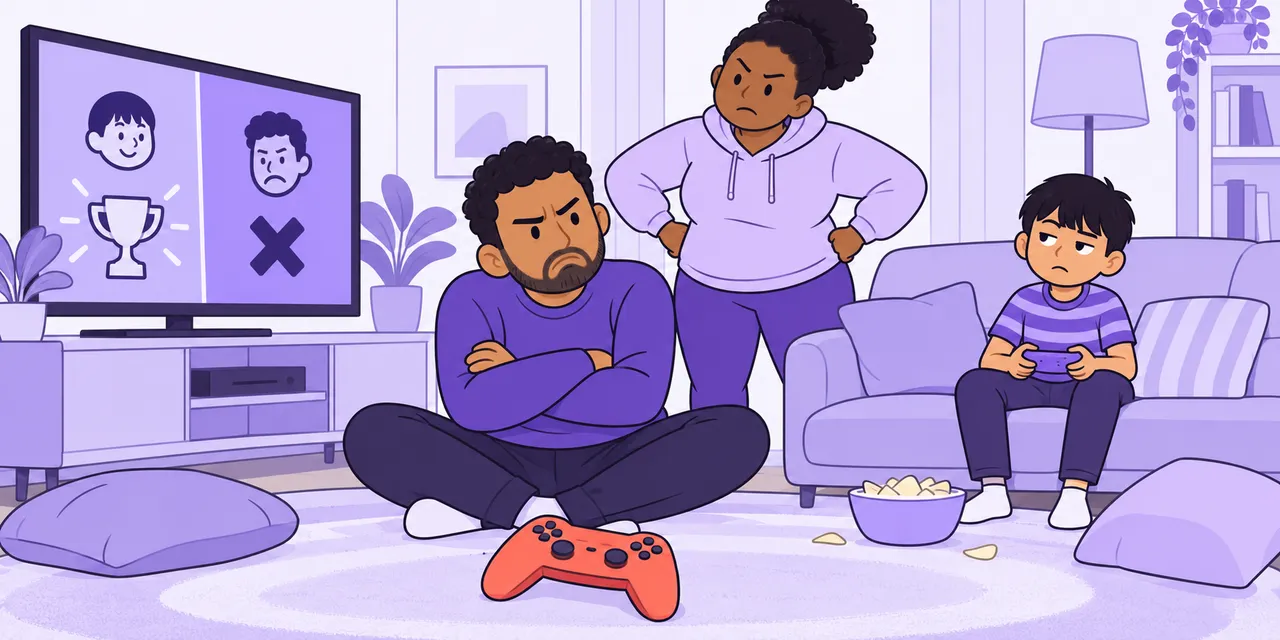 A scene showing “grow up” meaning “stop acting like a child”.