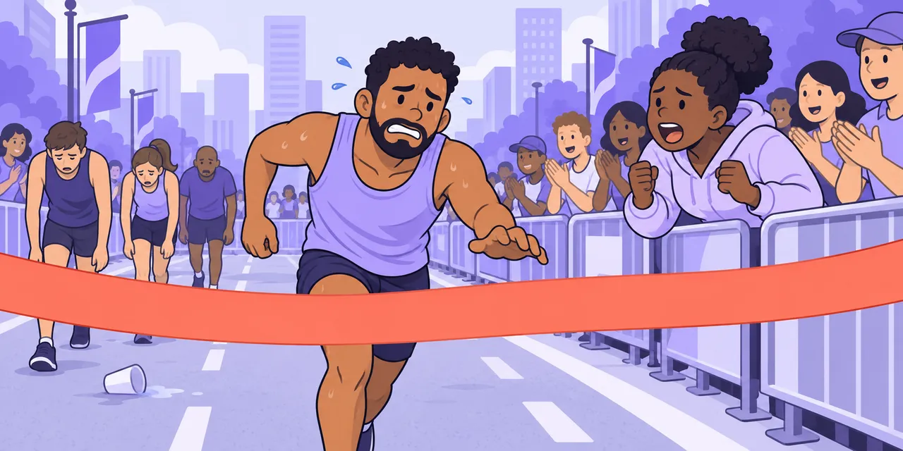 A scene showing “hold on” meaning “keep trying, don't give up”.