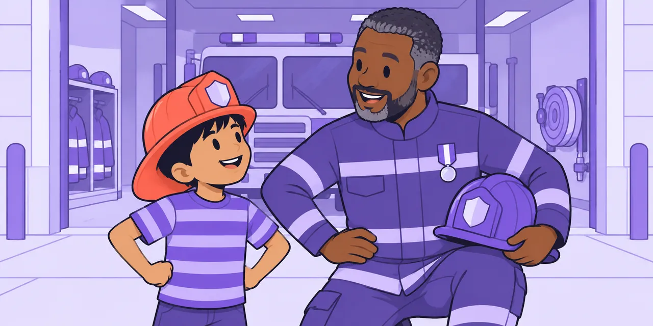 A scene showing “look up” meaning “admire someone”.
