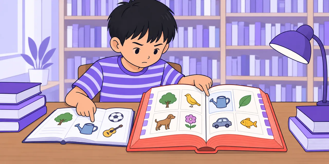 A scene showing “look up” meaning “search for information”.