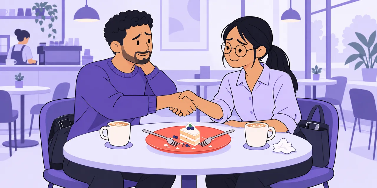 A scene showing “make up” meaning “become friends again”.