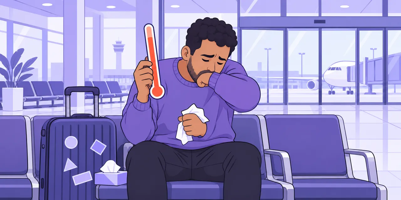 A scene showing “pick up” meaning “acquire illness or habit”.
