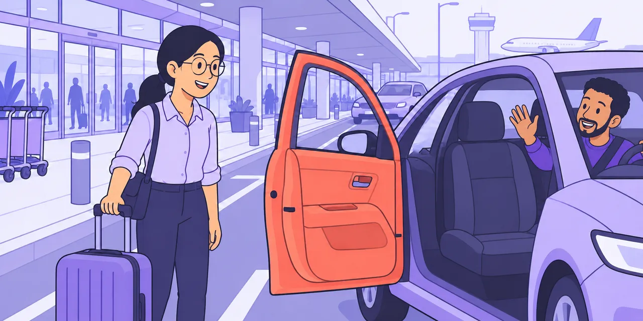 A scene showing “pick up” meaning “collect”.