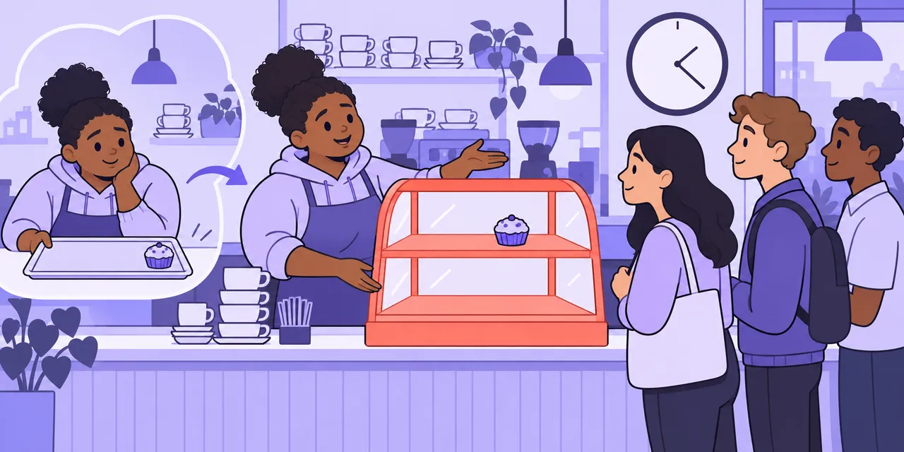 A scene showing “pick up” meaning “improve”.