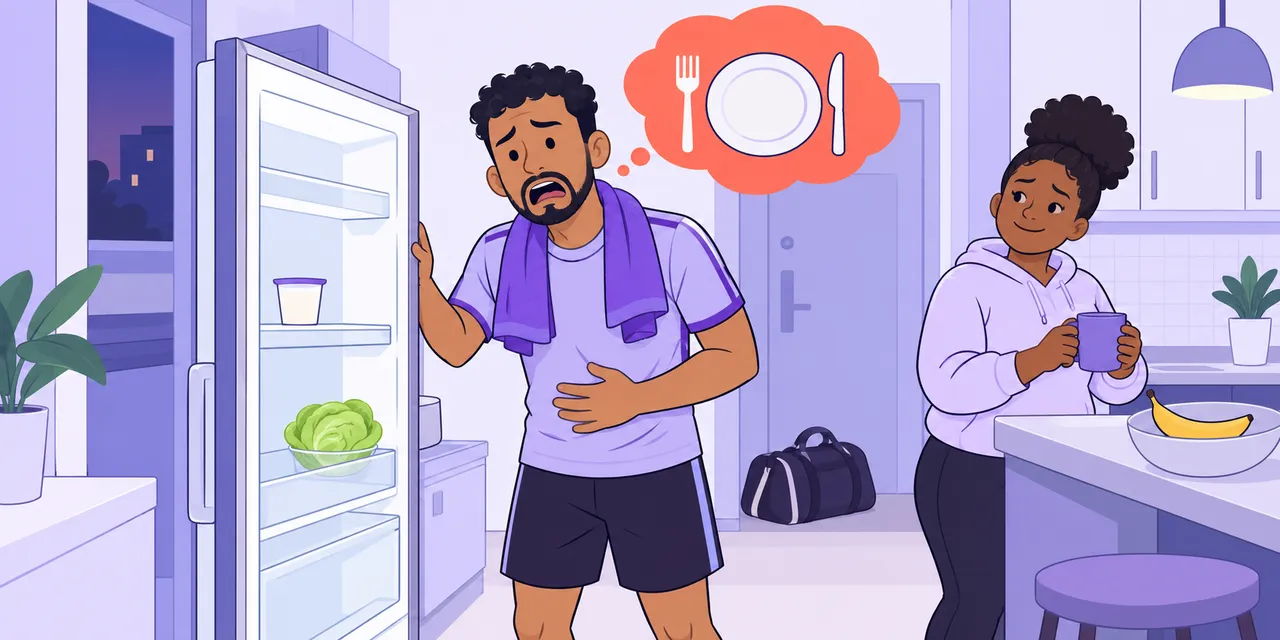 Sam, just back from football, stares into an almost empty fridge, dreaming of a full plate.