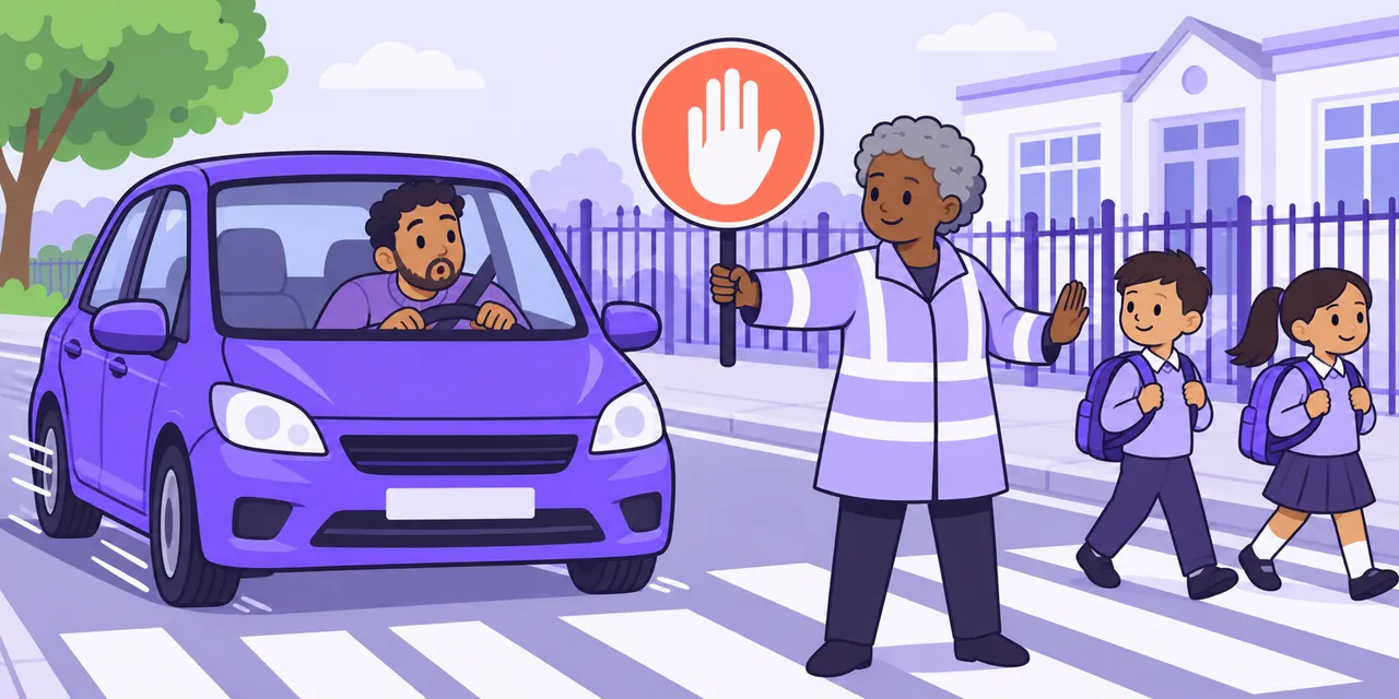A scene showing “slow down” meaning “move more slowly”.