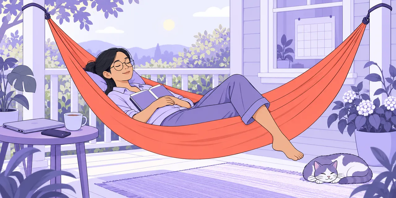 A scene showing “slow down” meaning “live at a more relaxed pace”.