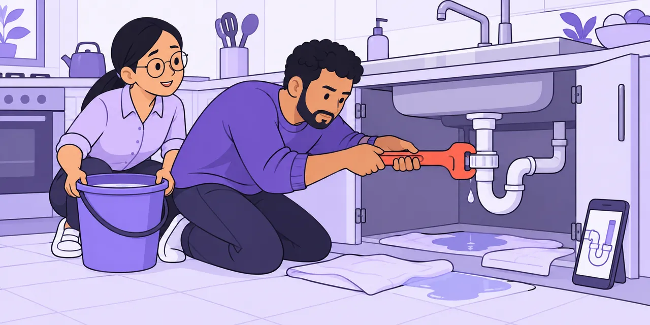 A scene showing “sort out” meaning “fix a problem”.