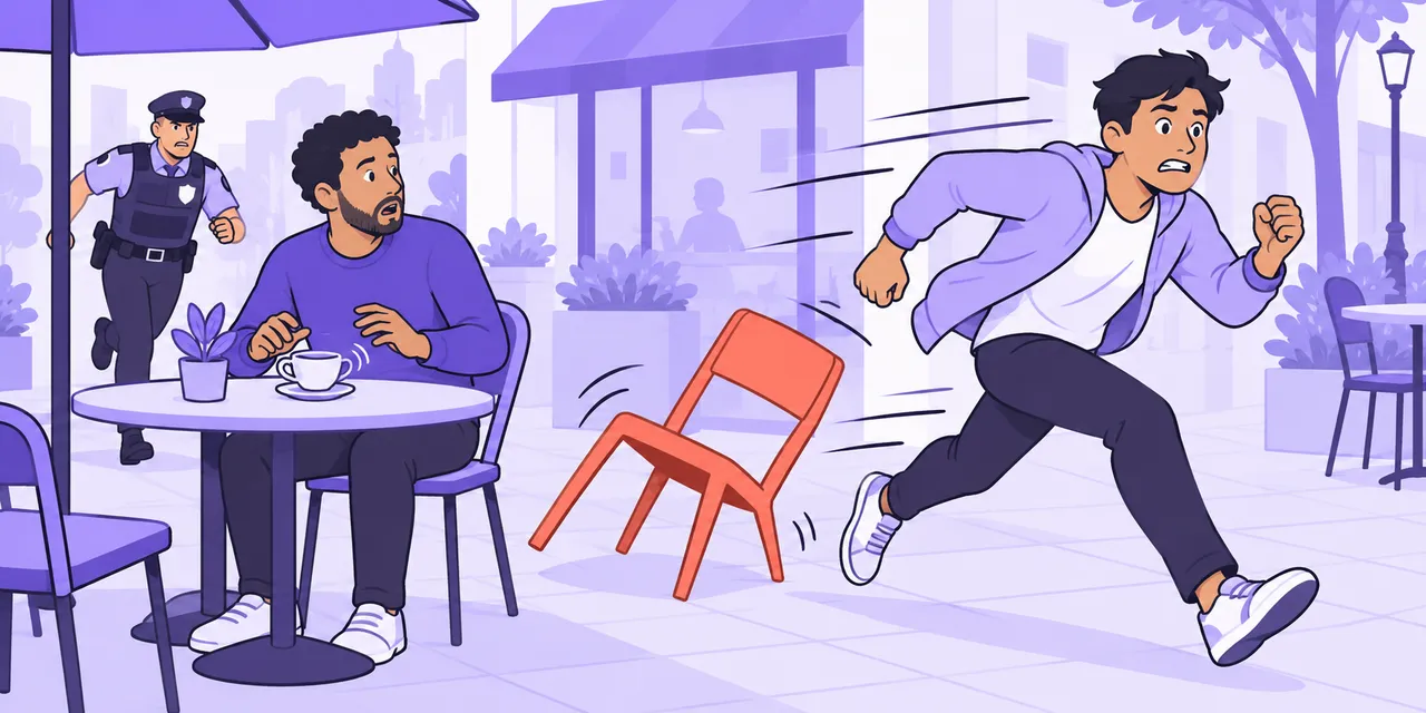 A scene showing “take off” meaning “leave suddenly”.