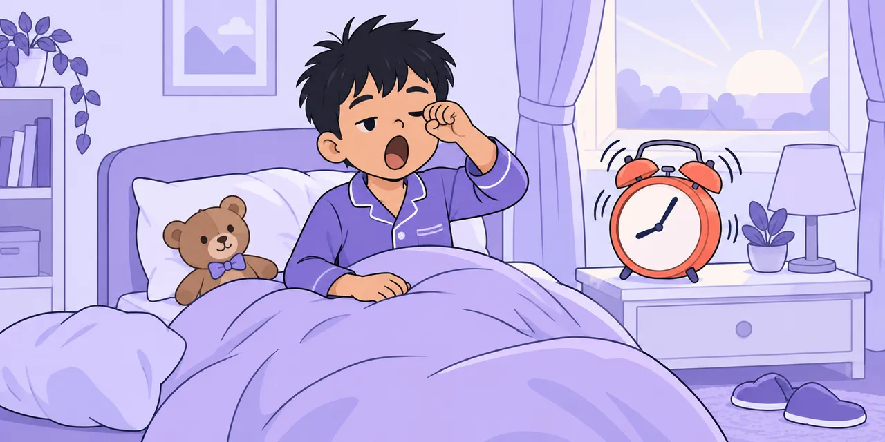 A scene showing “wake up” meaning “stop sleeping”.