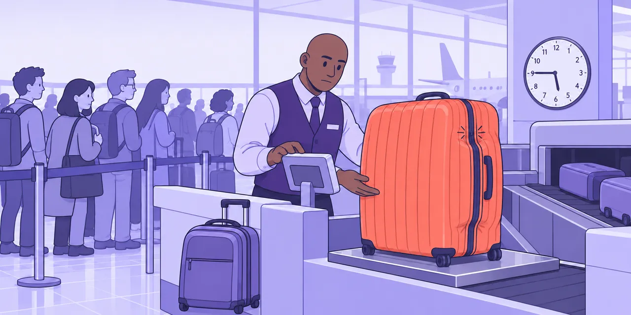 The bag-drop desk at a UK airport
