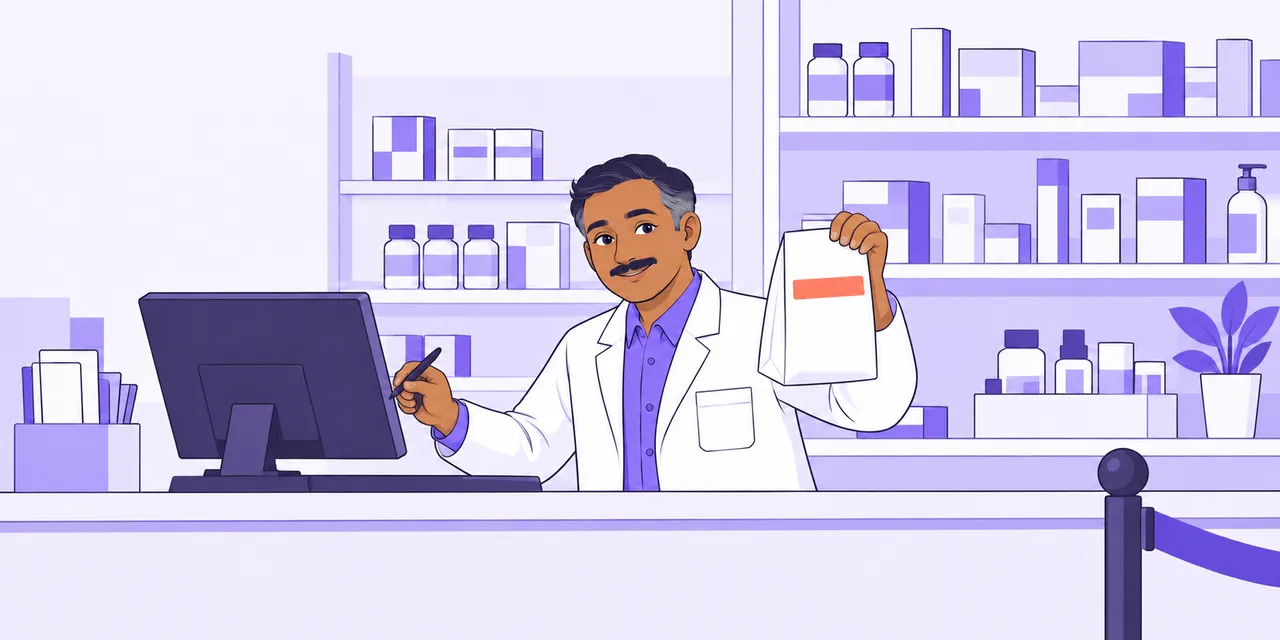 The counter of a high-street pharmacy